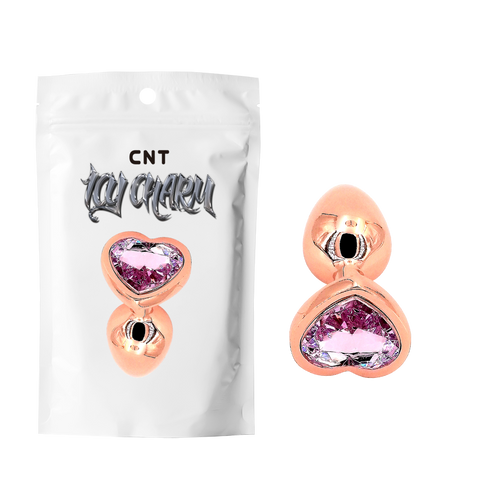 Rose Gold Heart Gem Plug Pink